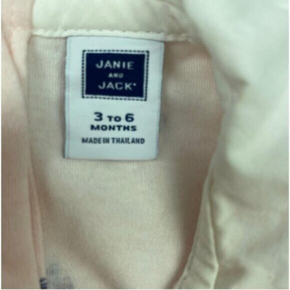 Janie and Jack Baby Girl Pink Cat Print Long Sleeve Romper With Navy Bow 3-6 Mon - Picture 3 of 7